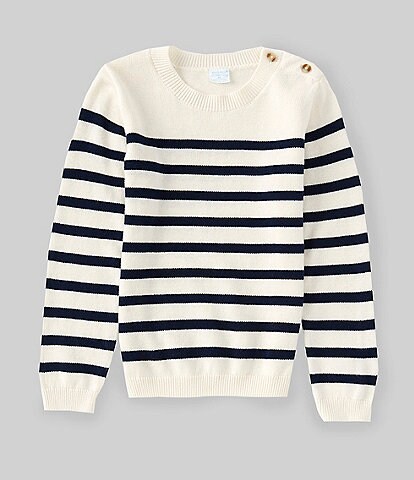 Edgehill Collection Little Boys 2T-7 Linen Stripe Long Sleeve Round Neck Sweater Top