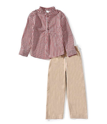 Edgehill Collection Little Boys Woven Gingham Pants Set