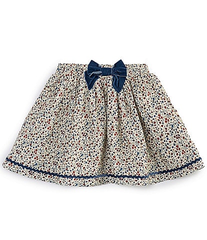 Edgehill Collection Little Girl 2T-6X Floral Pull On Velvet Bow Skirt