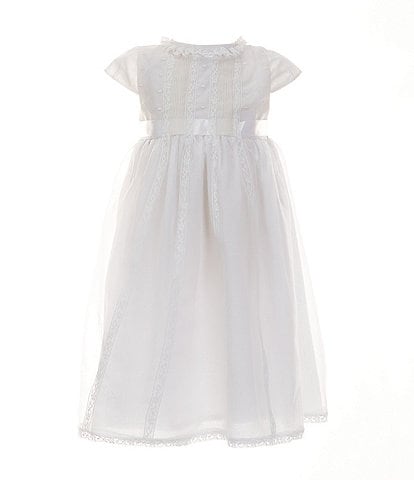 Edgehill Collection Little girls 2T-6X Round Neck Short Sleeve Lace Heirloom Dress