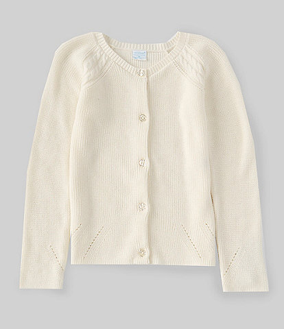 Edgehill Collection Little Girls 2T-6X Long Sleeve Button Front Sweater Knit Cardigan