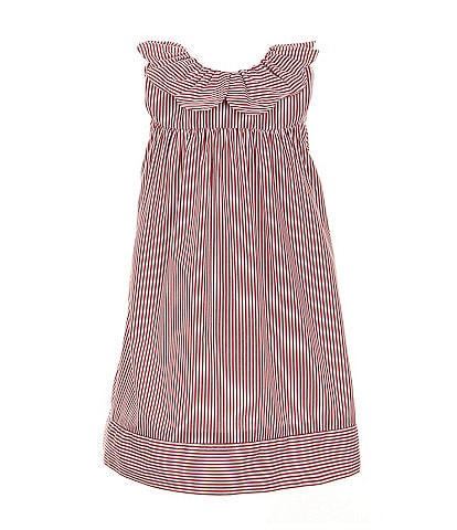 Edgehill Collection Little Girls 2T-6X Scallop Collar Stripe Dress