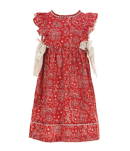 Edgehill Collection Little Girls Sleeveless Bandana Print Side-Tie Dress