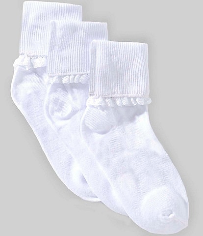 Edgehill Collection Little Girls Crochet Lace 3-Pack Socks