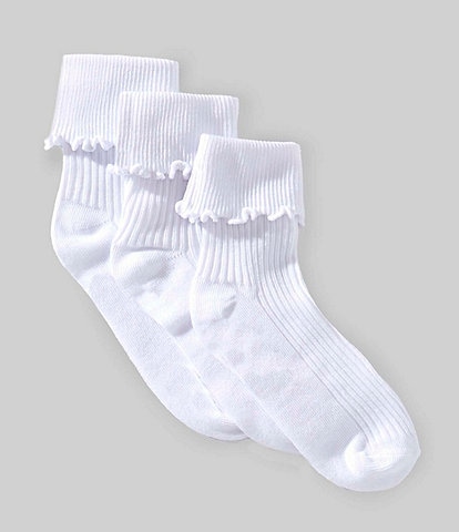 Edgehill Collection Little Girls Lettuce Edge 2-Pack Socks