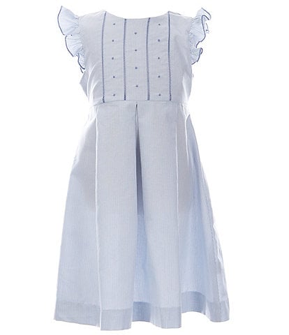 Edgehill Collection Little Girl 2T-6X Smocked Flutter Sleeve Dress