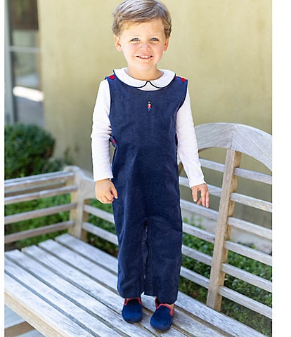 Edgehill Collection x Darby Fallon Clark Little Boys 2T-4T Clark Peter Pan Collar Shirt & Toy Soldier Overall Set