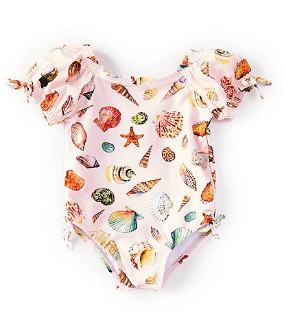 Edgehill Collection x Jennifer Sumko Baby Girls 3-24 Months Family Matching One-Piece Puff Sleeve Sea Shell Swimsuit