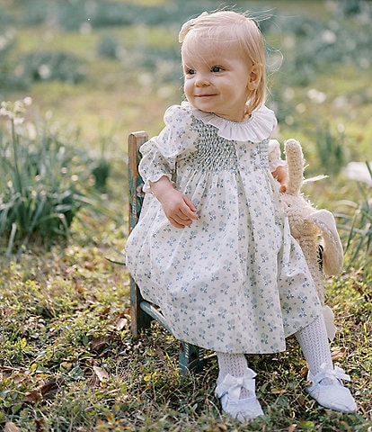 Edgehill Collection x Kristin Ellen Hockman Baby Girls 3-24 Months Edie Ruffle Collar Long Sleeve Sunflower Dress