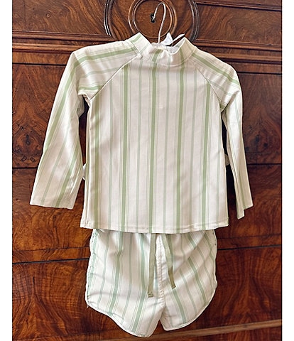 Edgehill Collection x Kristin Ellen Hockman Little Boys 2T-7 Konrad Stripe Rash Guard & Stripe Swim Trunks Set