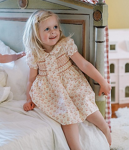 Edgehill Collection x Kristin Ellen Hockman Little Girls 2T-6X Beatrice Coral Sunflower Dress