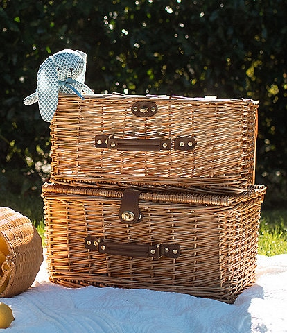 Edgehill Collection x Megan Karp Wicker Stripe Lined Keepsake Trunk