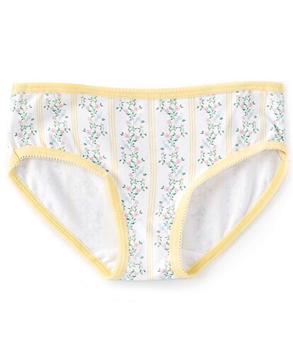 Edgehill Collection x Pearly Gates Little Girl 2T-6X Floral Canary Stripe Panties