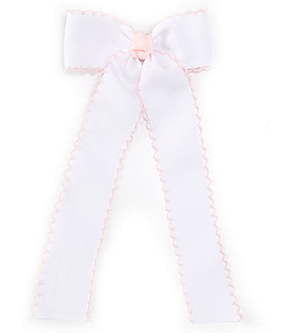 Edgehill Collection x The Broke Brooke Girls Contrast Trim Moonstitch Hair Bow