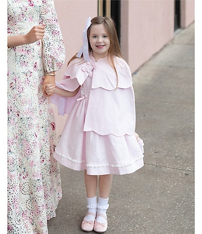 Edgehill Collection x The Broke Brooke Little Girls 2T-6X Kennedy Pique Pinafore Embroidered Dress
