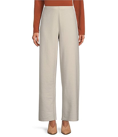 Eileen Fisher Boiled Wool Knit Jersey Straight Leg Pull-On Pants
