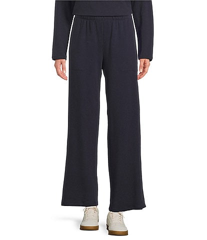 Eileen Fisher Brushed Terry Elastic Waist Straight Side Vent Pants