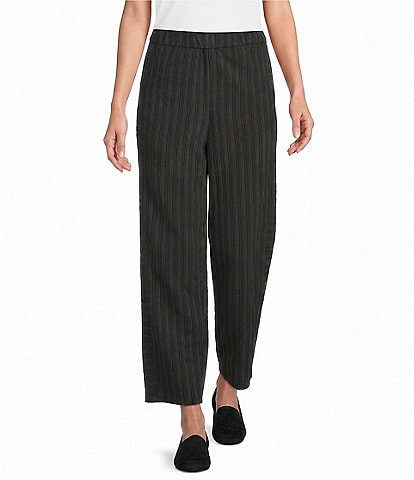Eileen Fisher Cotton-Blend Yarn-Dyed Stripe Pull-On Lantern Pant
