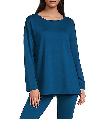 Eileen Fisher Cozy Brushed Terry Round Neck Long Sleeve Box Top