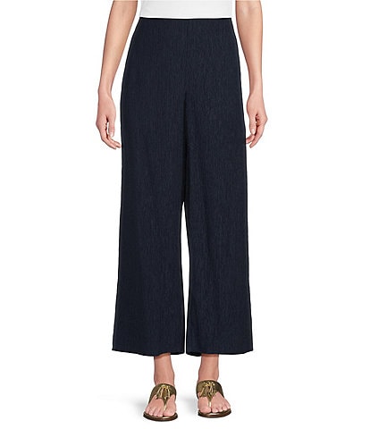 Eileen Fisher Crinkle Texture Plisse Wide Leg Ankle Pants