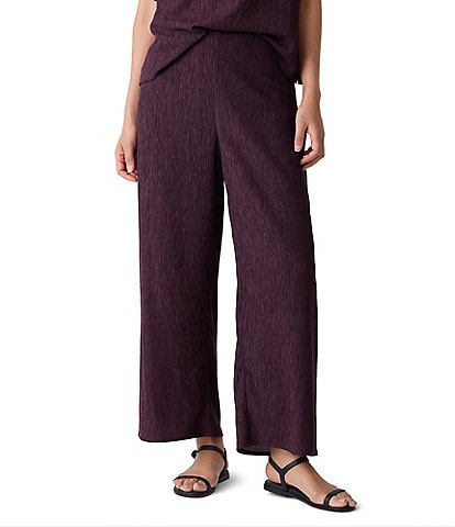 Eileen Fisher Crinkle Texture Wide Leg Ankle Pants
