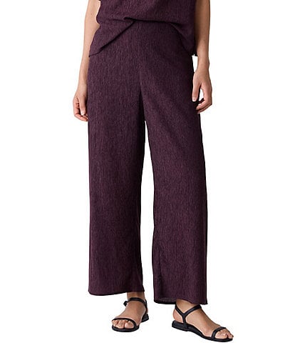 Eileen Fisher Crinkle Texture Wide Leg Ankle Pants