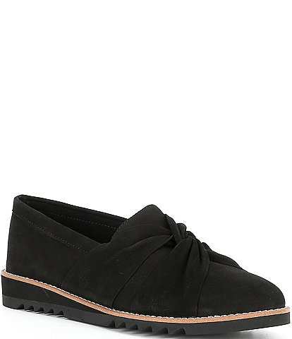 Eileen Fisher EenaTumbled Nubuck Twisted Wedge Loafers