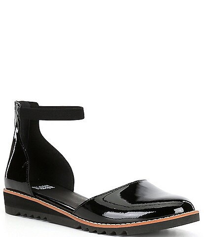 Eileen Fisher Emmet Patent Leather Ankle Strap Flats
