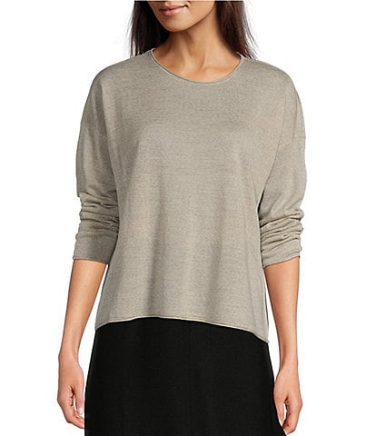 Eileen Fisher Fine Merino Wool Round Neck Long Sleeve Sweater