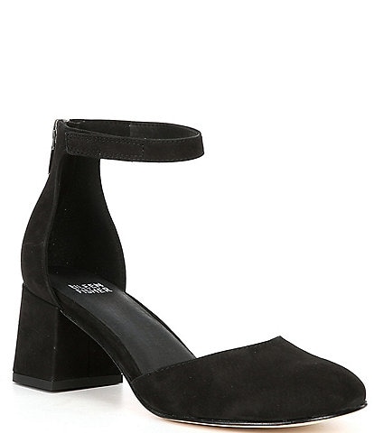Eileen Fisher Indi Suede Ankle Strap Pumps