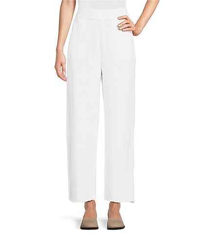 Eileen Fisher Knit French Terry Organic Cotton Straight-Leg Pull-On Slouchy Ankle Pants