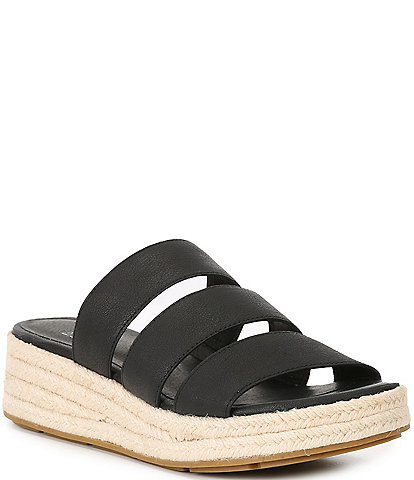 Eileen Fisher Mayla Leather Espadrille Wedge Sandals