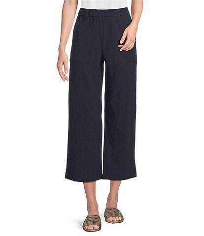 Eileen Fisher Organic Cotton Blend Elastic Waist Straight Leg Pants
