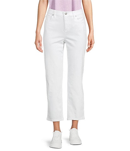 Eileen Fisher Organic Cotton Blend Stretch Denim Straight Cropped Pants