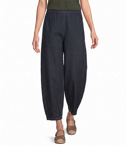 Eileen Fisher Organic Cotton Indigo Knit Pull-On Ankle Pant
