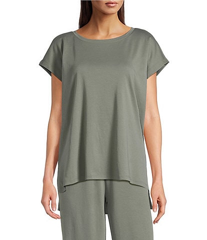 Eileen Fisher Organic Cotton Interlock Jewel Neck Sleep Top