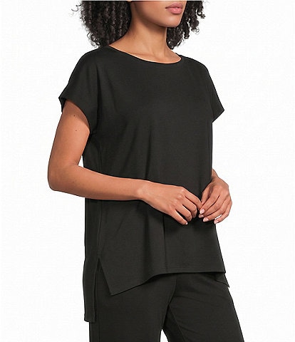 Eileen Fisher Organic Cotton Interlock Jewel Neck Sleep Top
