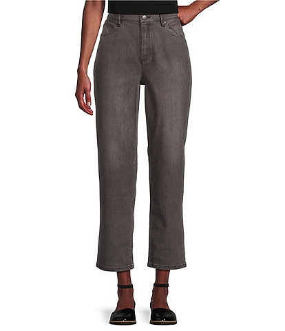 Eileen Fisher Organic Cotton Stretch High Waisted Coordinating Ankle Straight Jeans