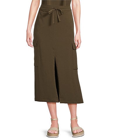 Eileen Fisher Organic Cotton Stretch Jersey Pull-On Coordinating Midi Skirt