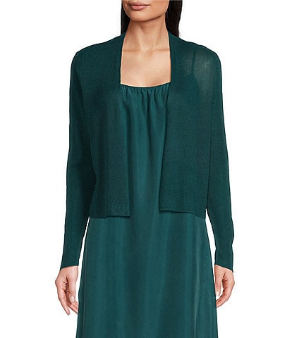 Eileen Fisher Organic Linen Blend Long Sleeve Open Front Cardigan