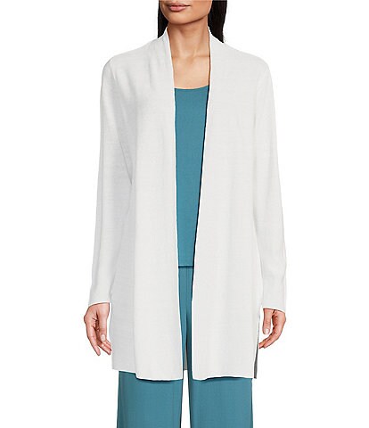 Eileen Fisher Organic Linen Cotton Open Front Long Cardigan