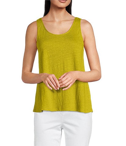 Eileen Fisher Organic Linen Jersey Scoop Neck Sleeveless Tank