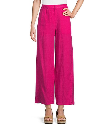 Eileen Fisher Organic Linen Mid Rise Straight Leg Pants