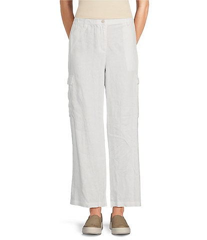 Eileen Fisher Organic Linen Wide-Leg Cargo Pants
