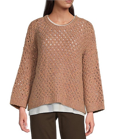 Eileen Fisher Peruvian Alpaca Crew Neck Long Sleeve Sweater