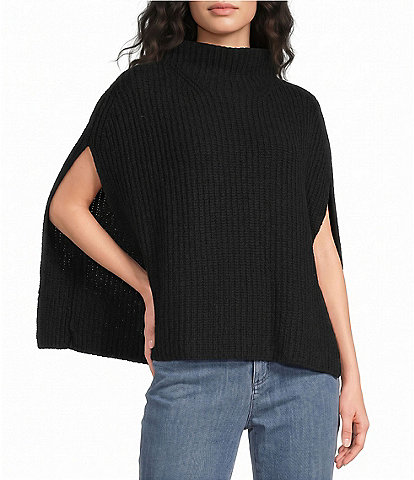 Eileen Fisher Peruvian Cotton Cloud Stand Collar Poncho