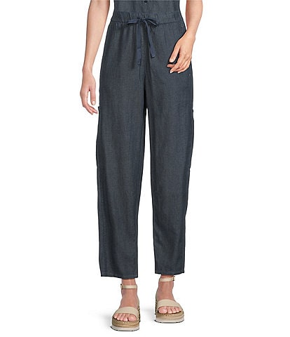 Eileen Fisher Petite Organic Cotton Indigo Dyed Twill Pull-On Pants