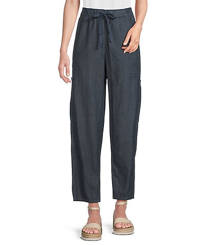 Eileen Fisher Petite Organic Cotton Indigo Dyed Twill Pull-On Pants