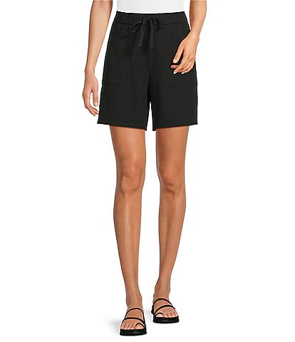 Eileen Fisher Petite Size Organic Cotton Blend Stretch Jersey Elastic Drawstring Shorts
