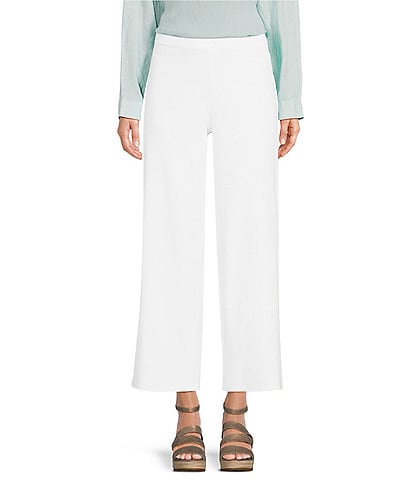 Eileen Fisher Petite Size Stretch Crepe Wide Leg Ankle Length Pants